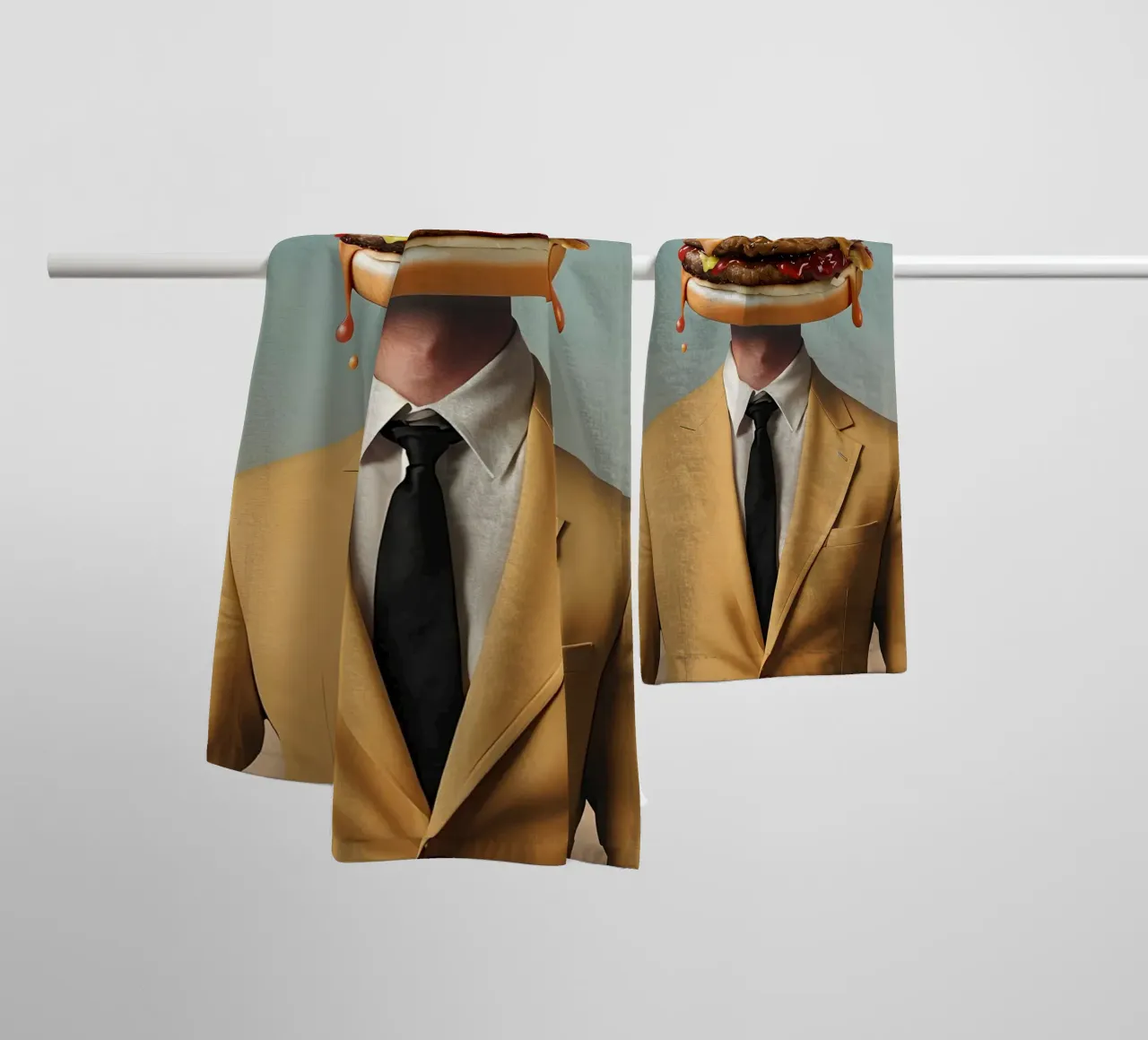 Uomo con testa di hamburger e vestito asciugamano da bagno da 🥝 KIWI STORE