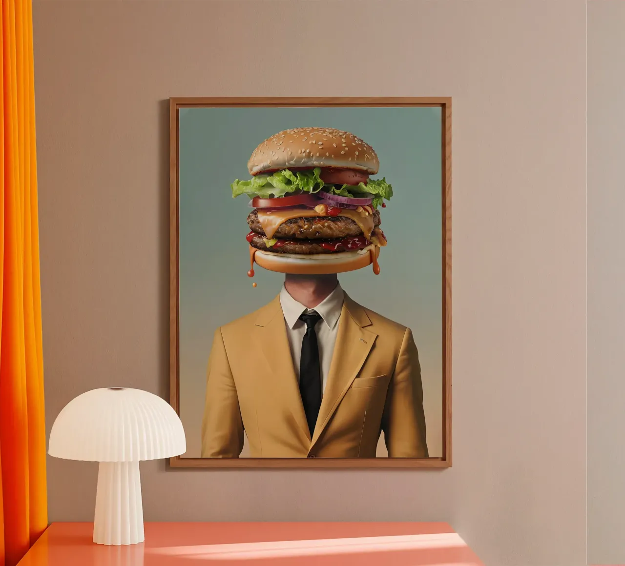 Uomo con testa di hamburger e vestito pannello forex da 🥝 KIWI STORE