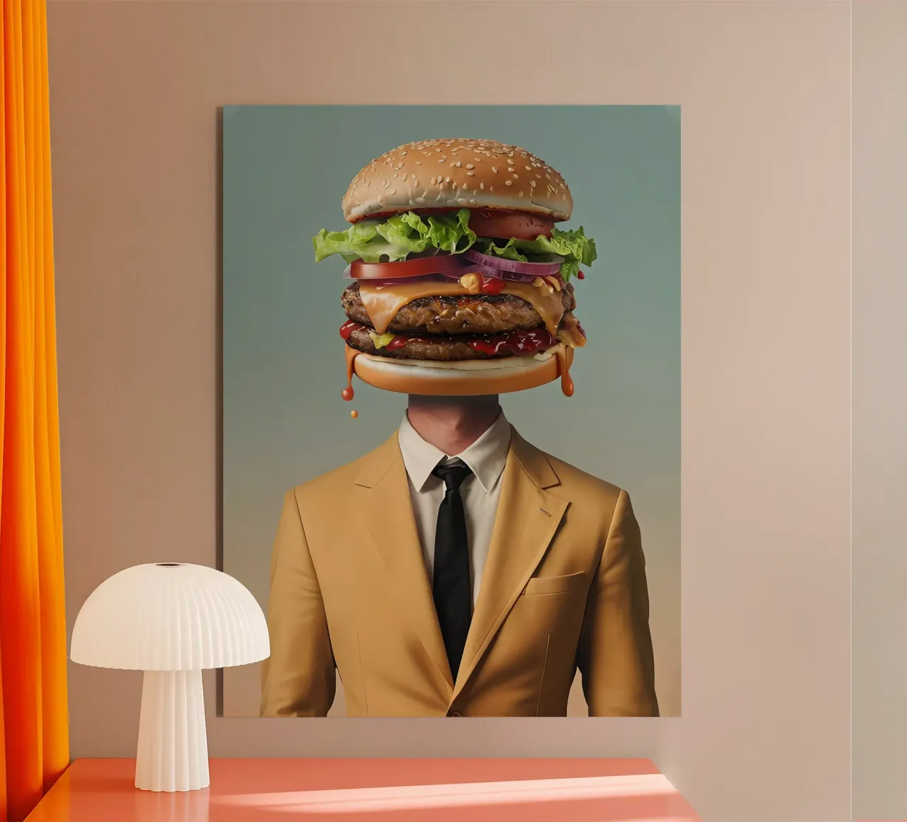 Uomo con testa di hamburger e vestito pannello forex da 🥝 KIWI STORE