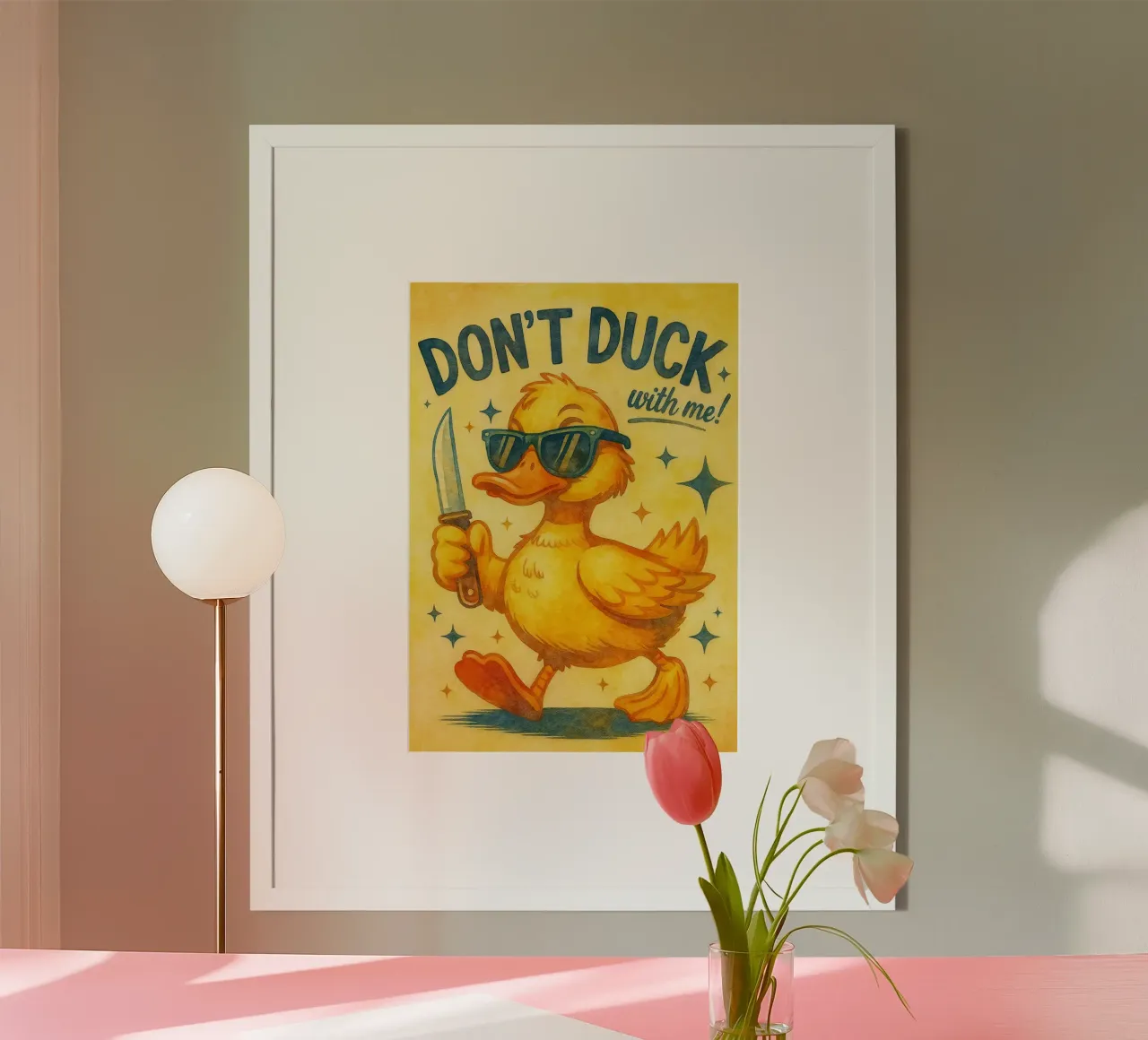 non fare l'anatra con me poster con telaio in legno da kadilans