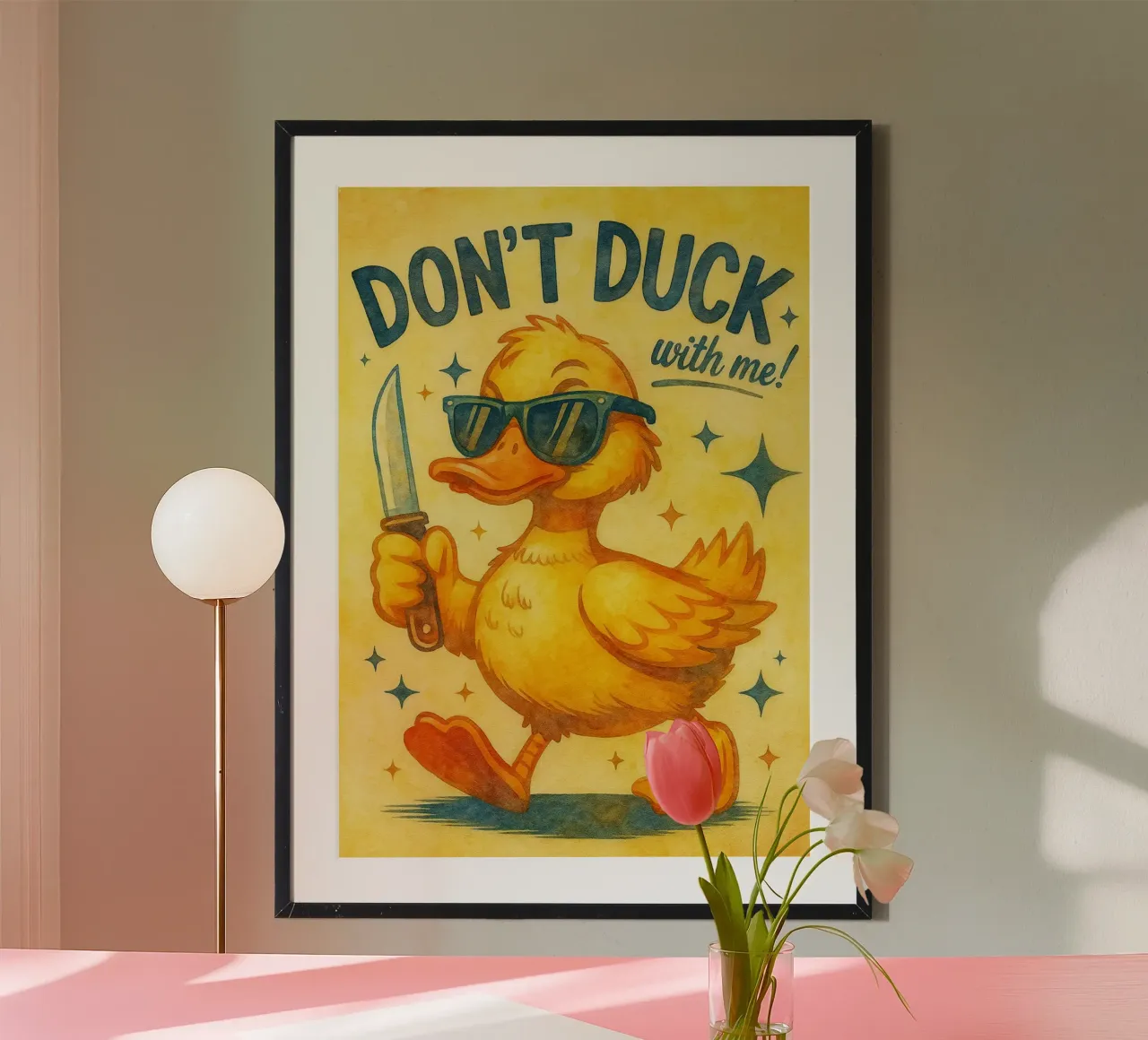 non fare l'anatra con me poster con telaio in legno da kadilans