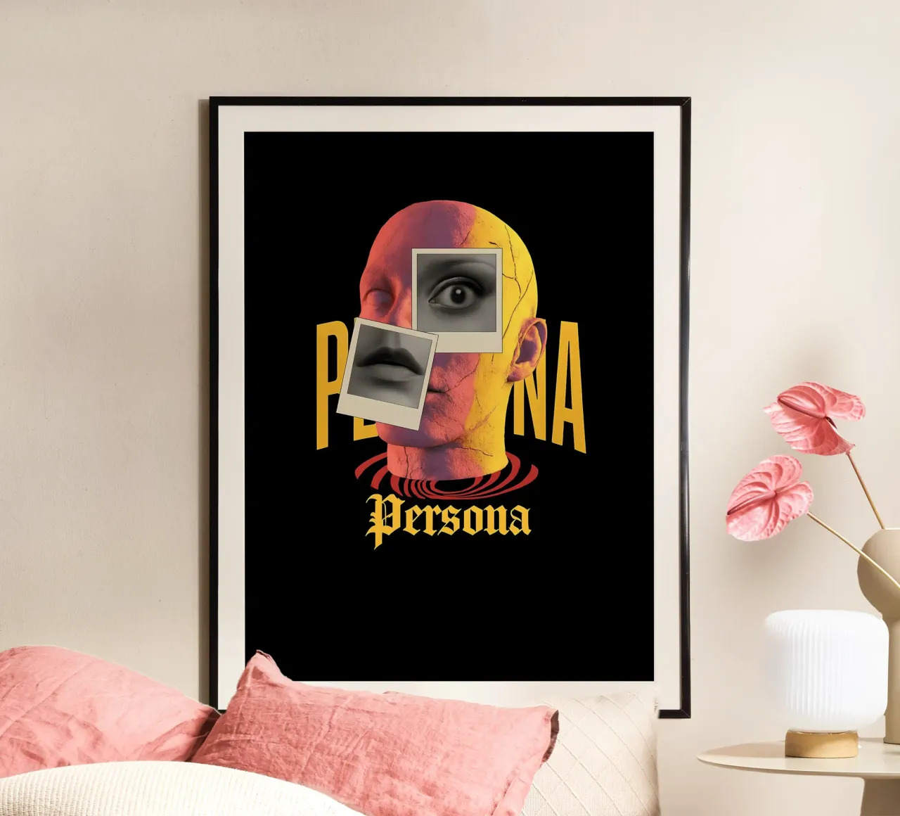 Persona Arte concettuale con frammenti di volti poster con telaio in plastica da 🥝 KIWI STORE