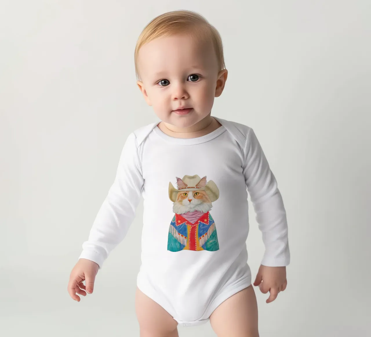 Gatto Rodeo - Gatto Ginger a pelo lungo body neonato maniche lunghe da Animal Crew