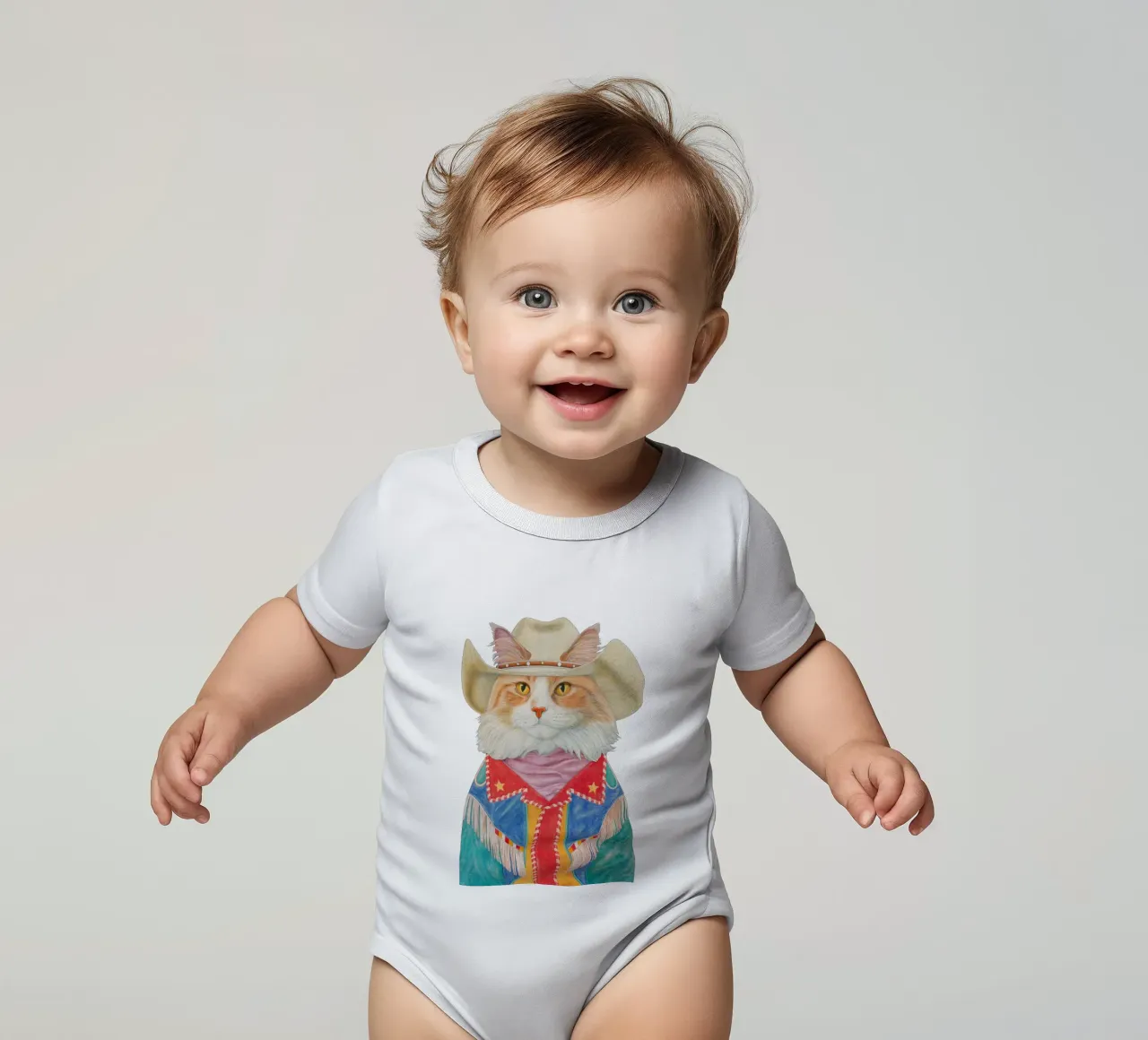 Gatto Rodeo - Gatto Ginger a pelo lungo body neonato maniche corte da Animal Crew