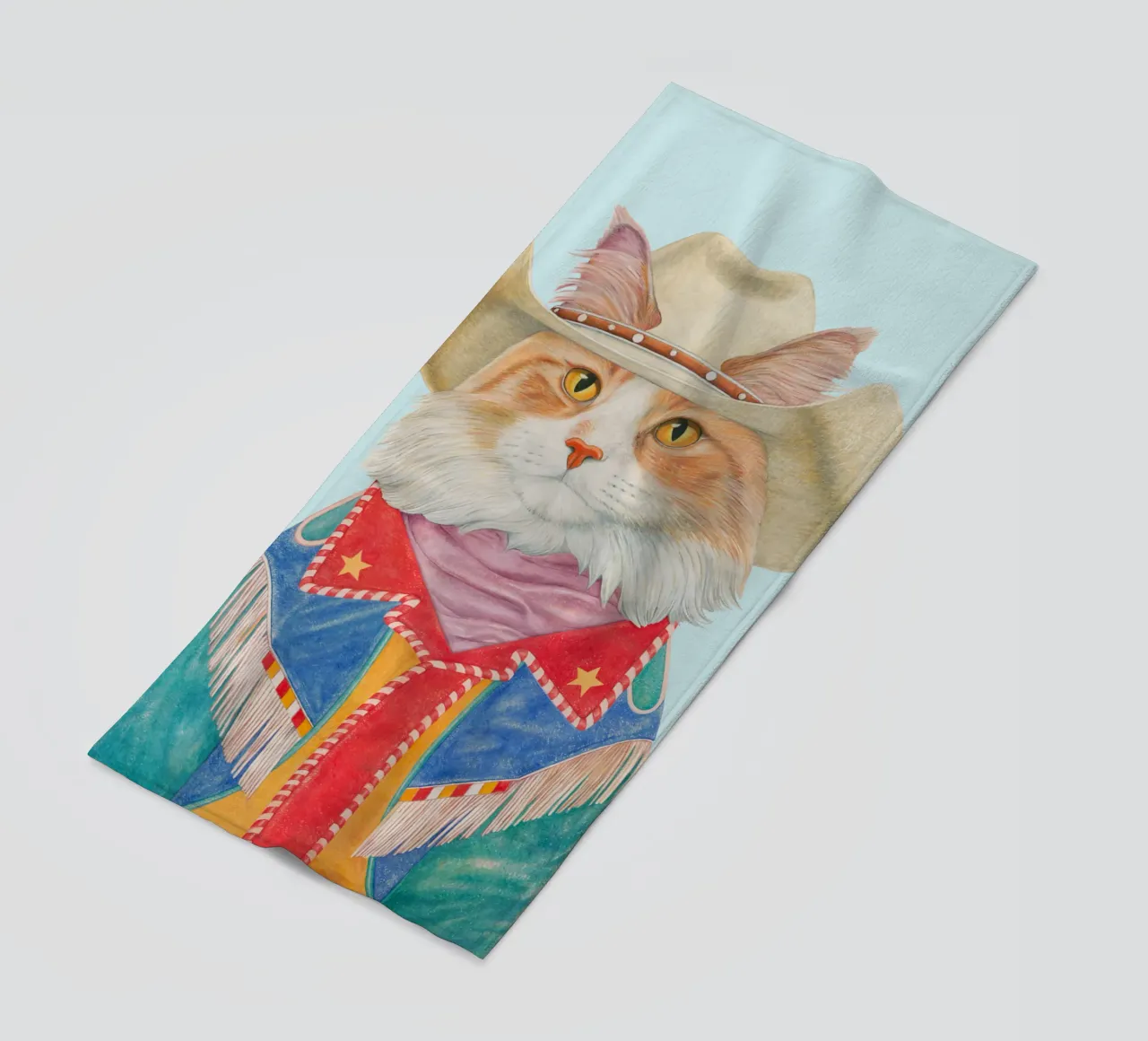 Gatto Rodeo - Gatto Ginger a pelo lungo telo mare da Animal Crew