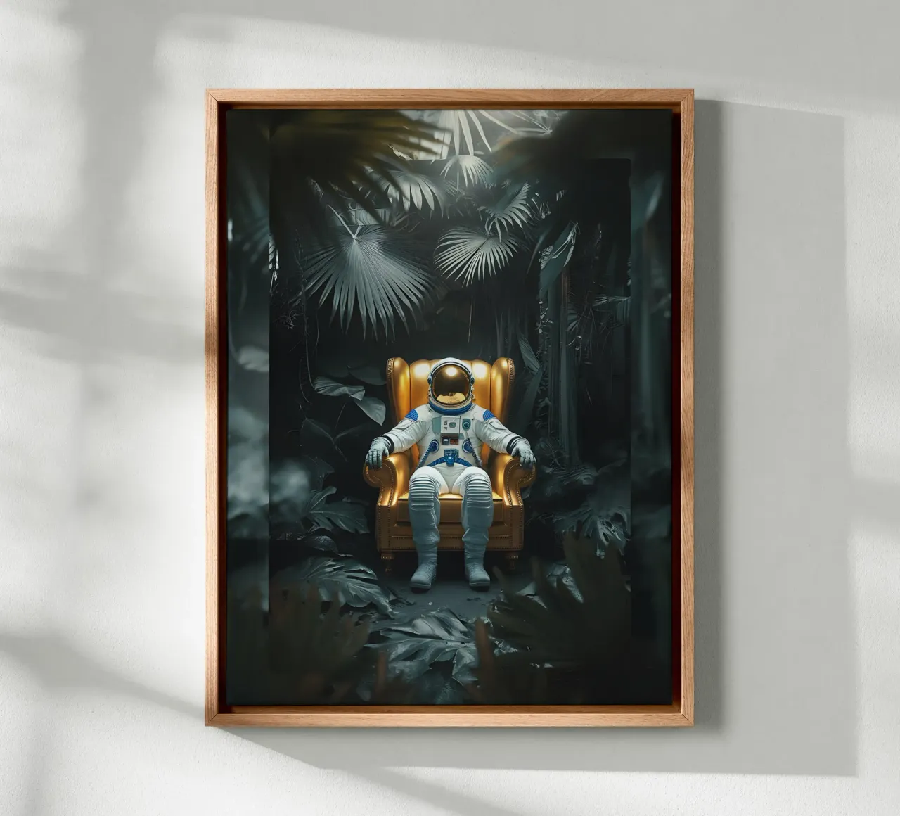 Astronaut in the Jungle | Surrealism canvas with Floater frame by Plain Thoughts