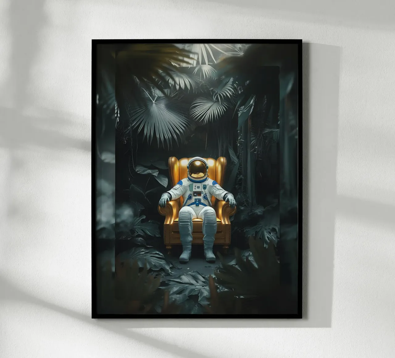 Astronauta nella giungla | Surrealismo poster con telaio in plastica da Plain Thoughts