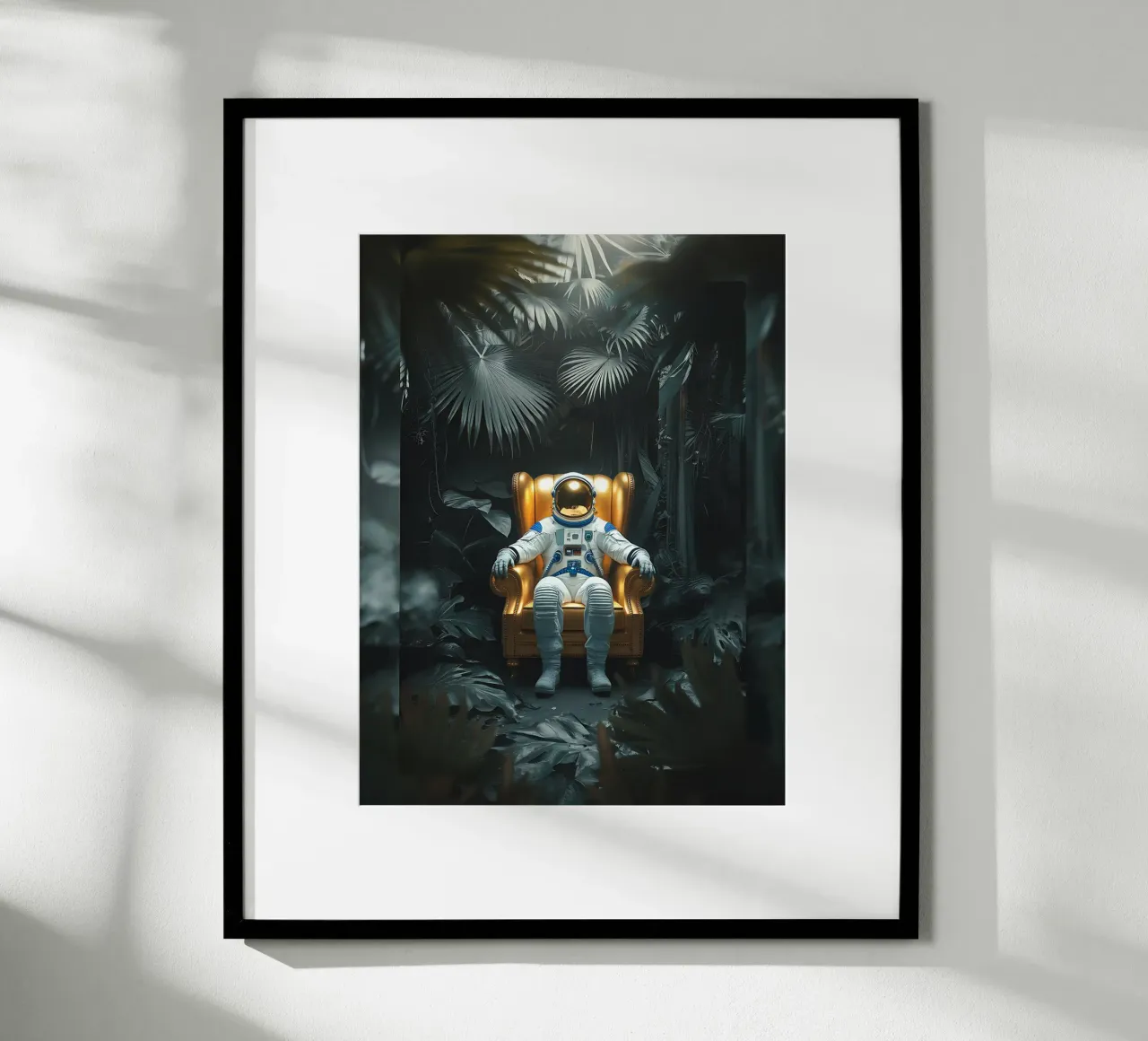 Astronauta nella giungla | Surrealismo poster con telaio in plastica da Plain Thoughts