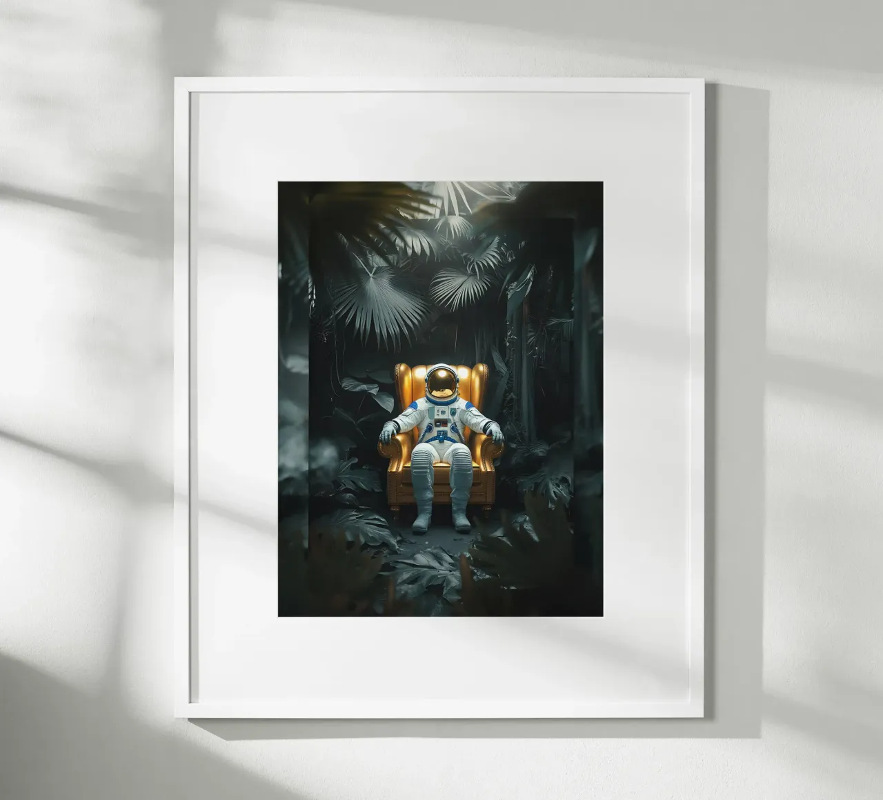 Astronauta nella giungla | Surrealismo poster con telaio in plastica da Plain Thoughts
