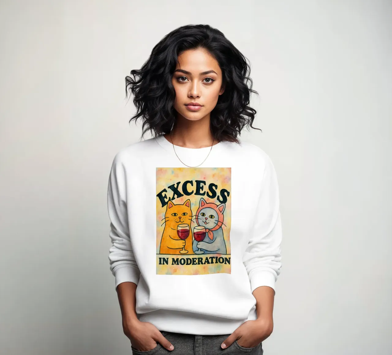 excees in moderation funny cat sudadera de kadilans