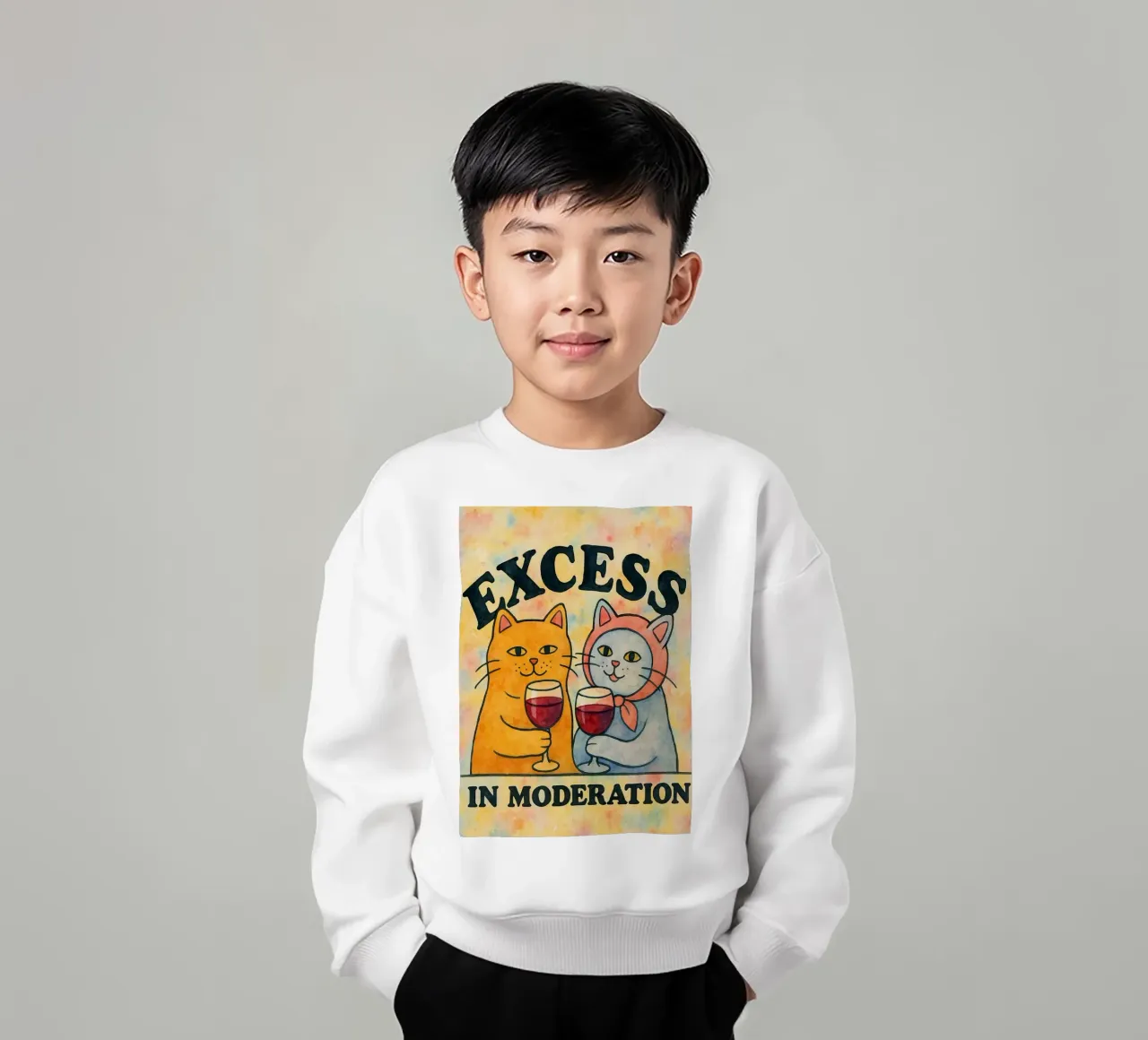 excees in moderation funny cat sudadera para niño de kadilans
