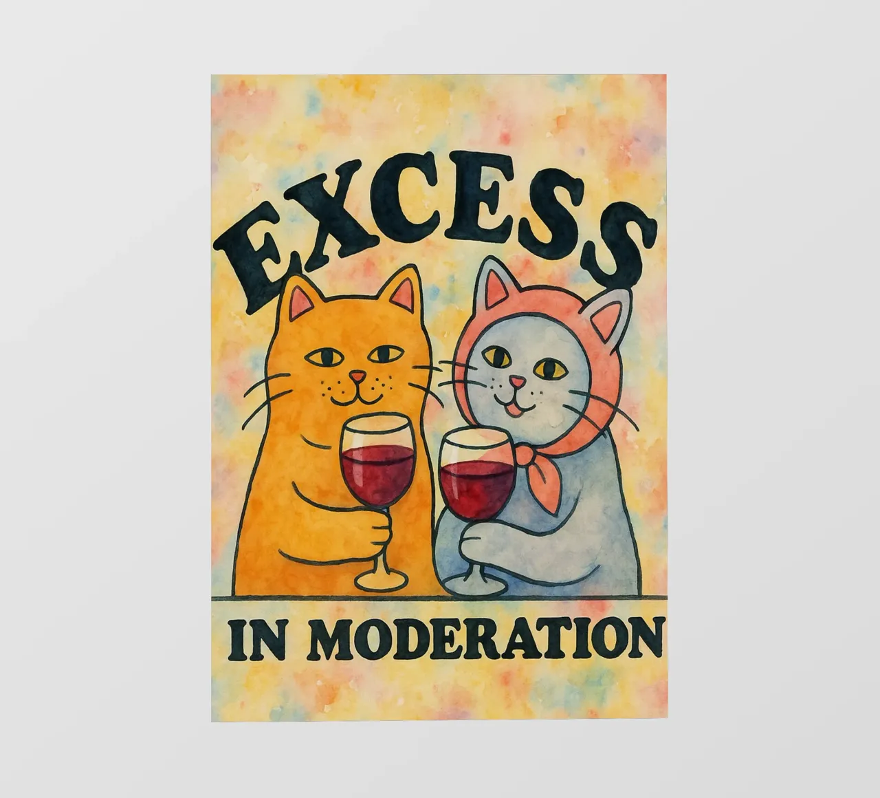 excees in moderation funny cat lámina retroiluminada de kadilans
