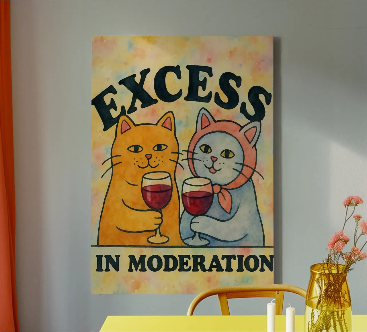 esce con moderazione gatto divertente tela con Cornice a cassetta da kadilans
