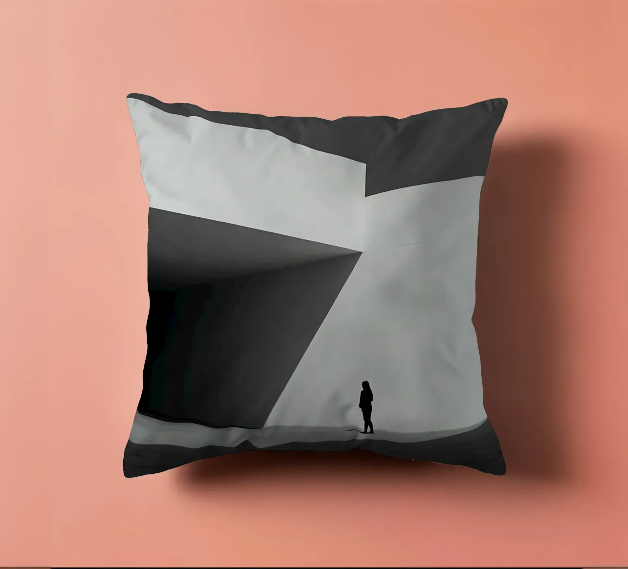 Solitudine geometrica in bianco e nero cuscino da Plain Thoughts