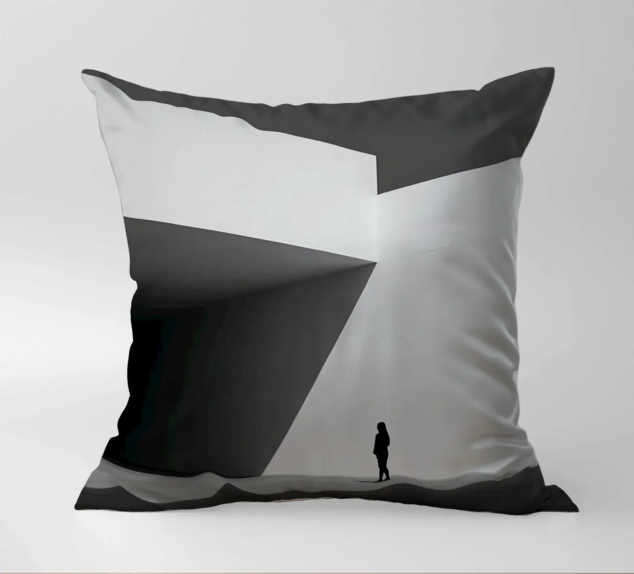 Solitudine geometrica in bianco e nero cuscino da Plain Thoughts