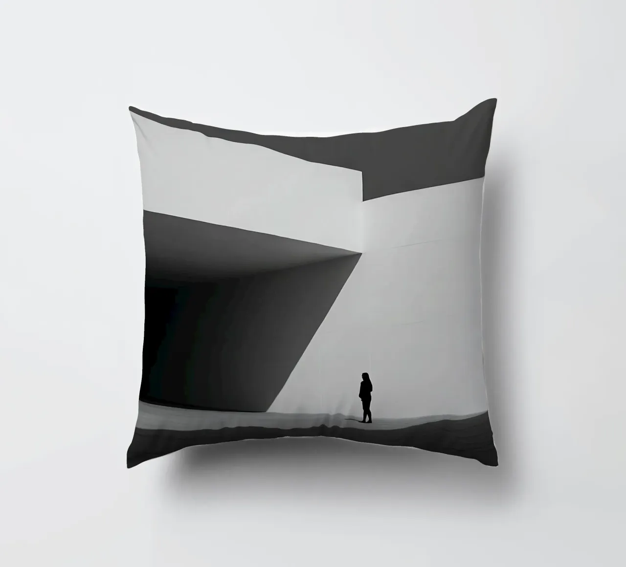Solitudine geometrica in bianco e nero cuscino da Plain Thoughts