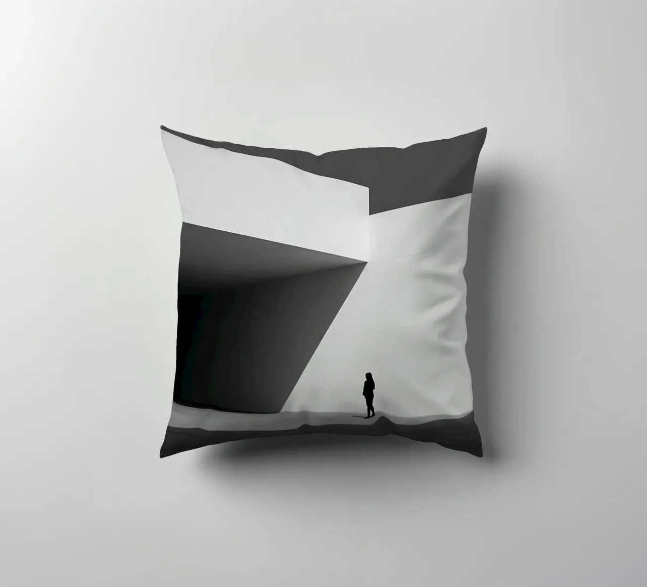 Solitudine geometrica in bianco e nero cuscino da Plain Thoughts