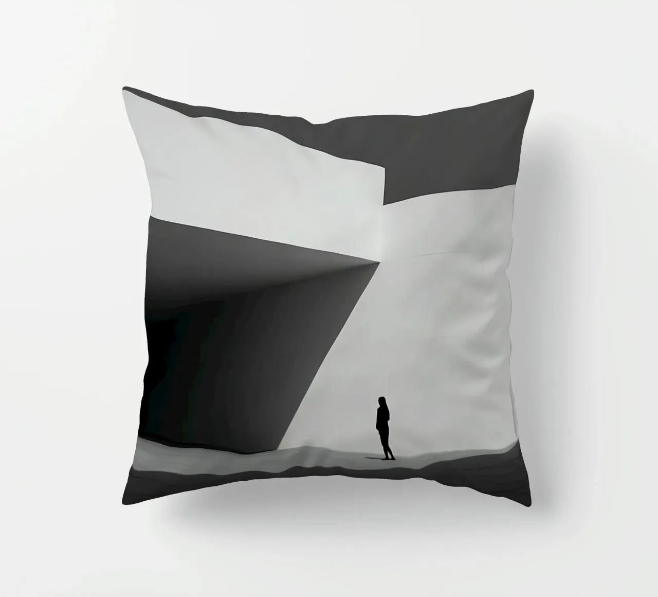 Solitudine geometrica in bianco e nero cuscino da Plain Thoughts