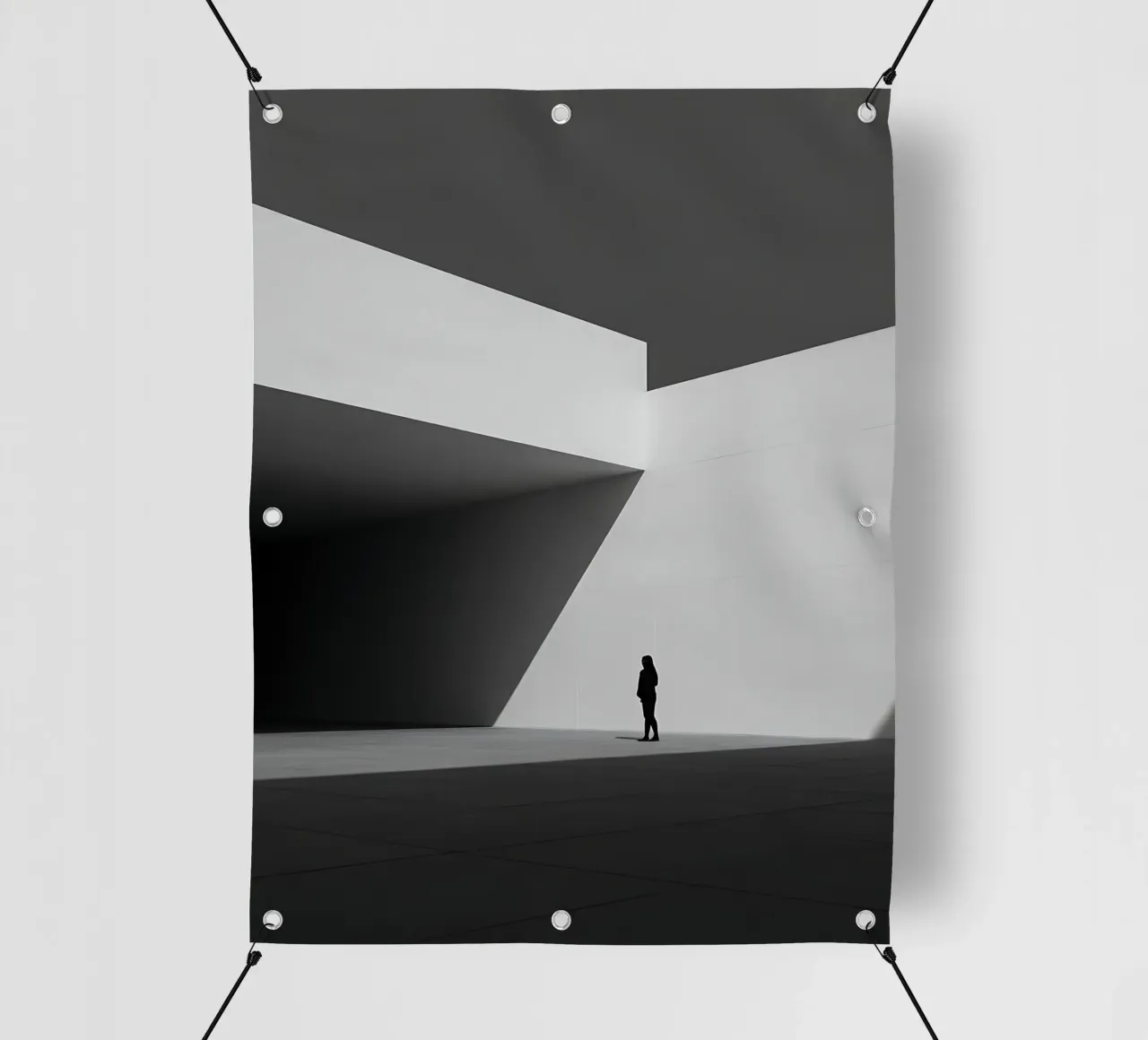 Solitudine geometrica in bianco e nero telo in pvc da Plain Thoughts