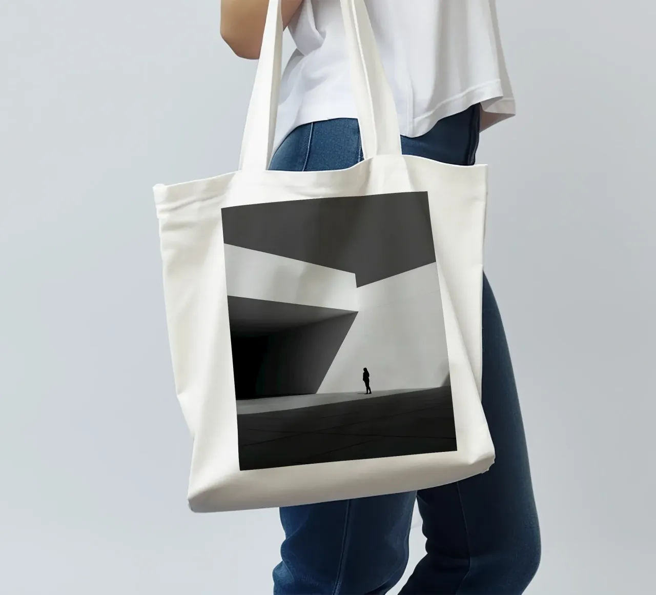 Solitudine geometrica in bianco e nero borsa in juta da Plain Thoughts