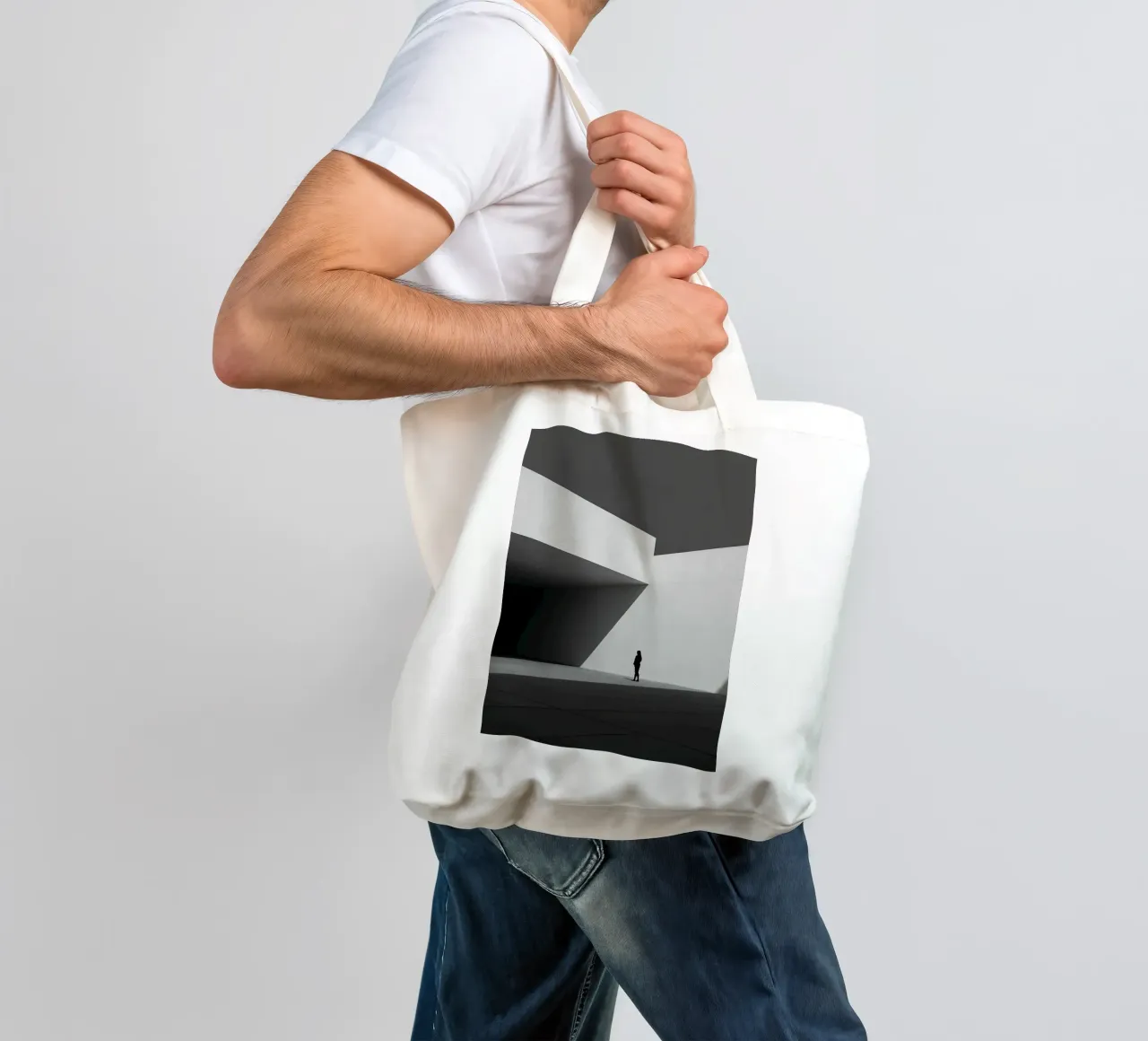 Solitudine geometrica in bianco e nero borsa in juta da Plain Thoughts