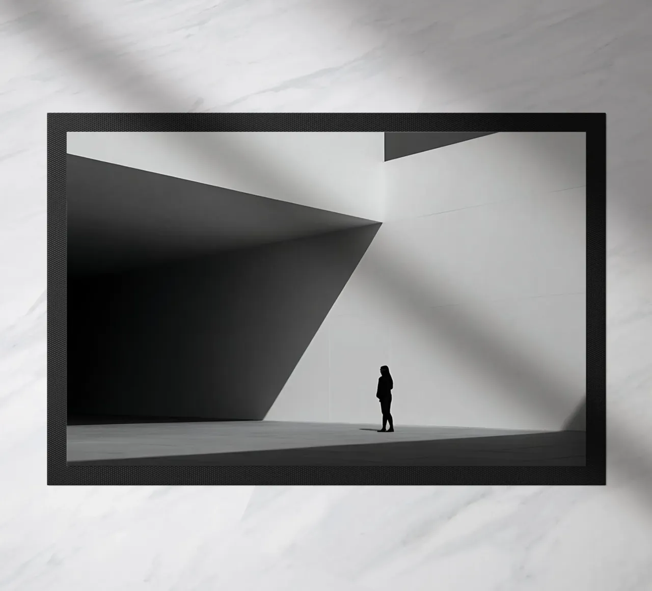 Solitudine geometrica in bianco e nero zerbino da Plain Thoughts