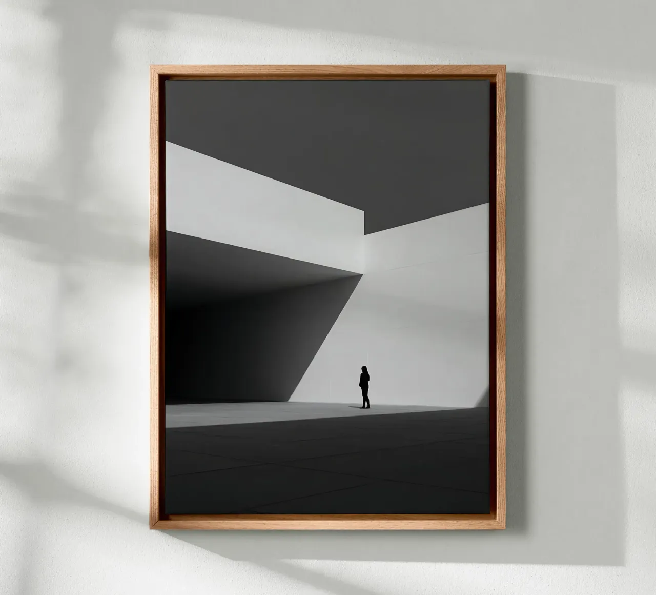 Solitudine geometrica in bianco e nero tela con Cornice a cassetta da Plain Thoughts