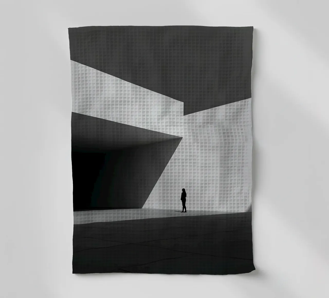 Solitudine geometrica in bianco e nero canovaccio da cucina da Plain Thoughts