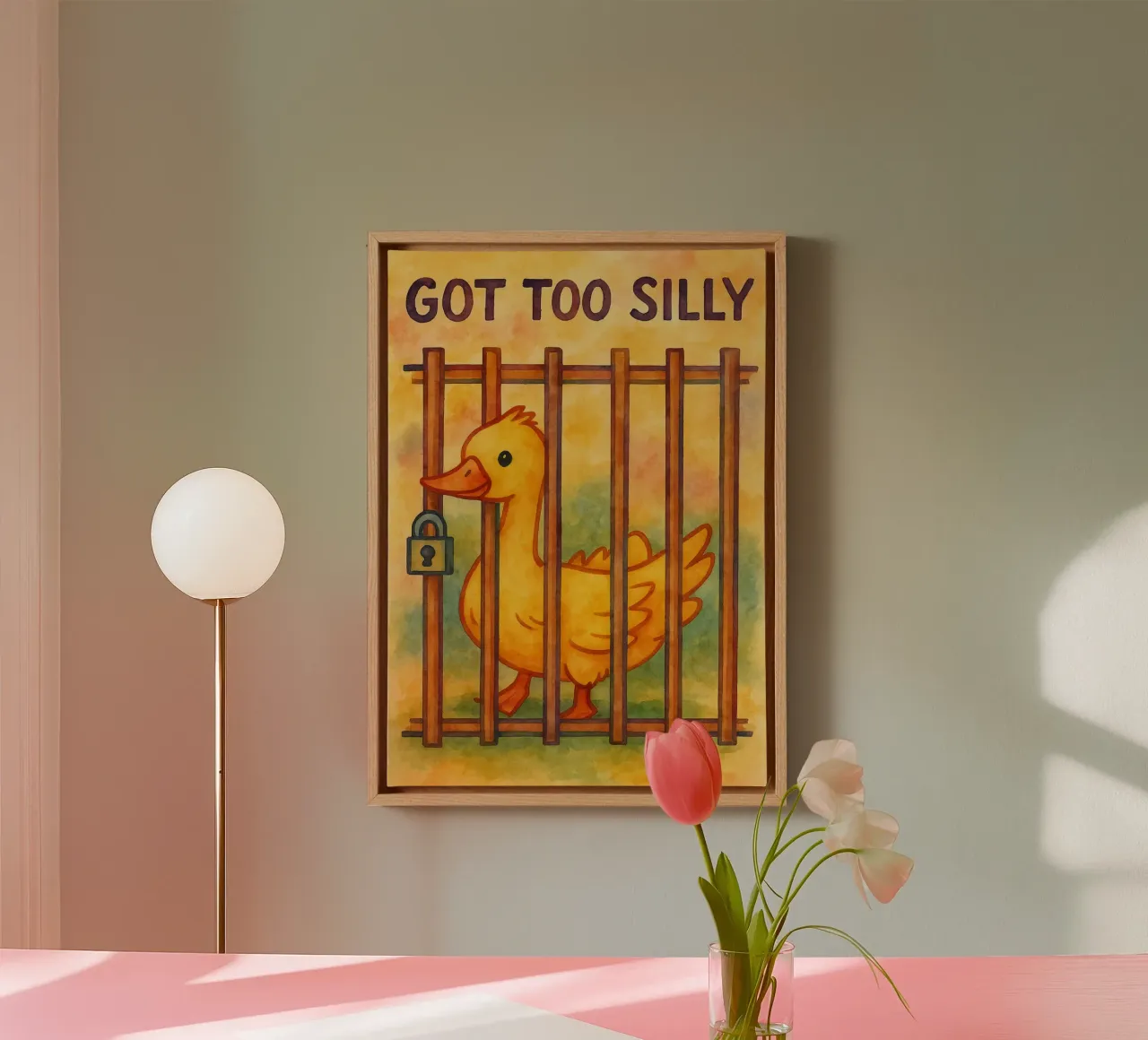 got too silly funny cat lienzo con Marco flotante de kadilans