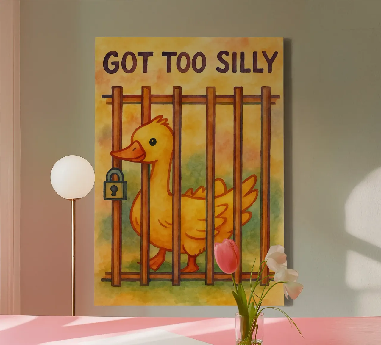 got too silly funny cat lienzo con Marco flotante de kadilans
