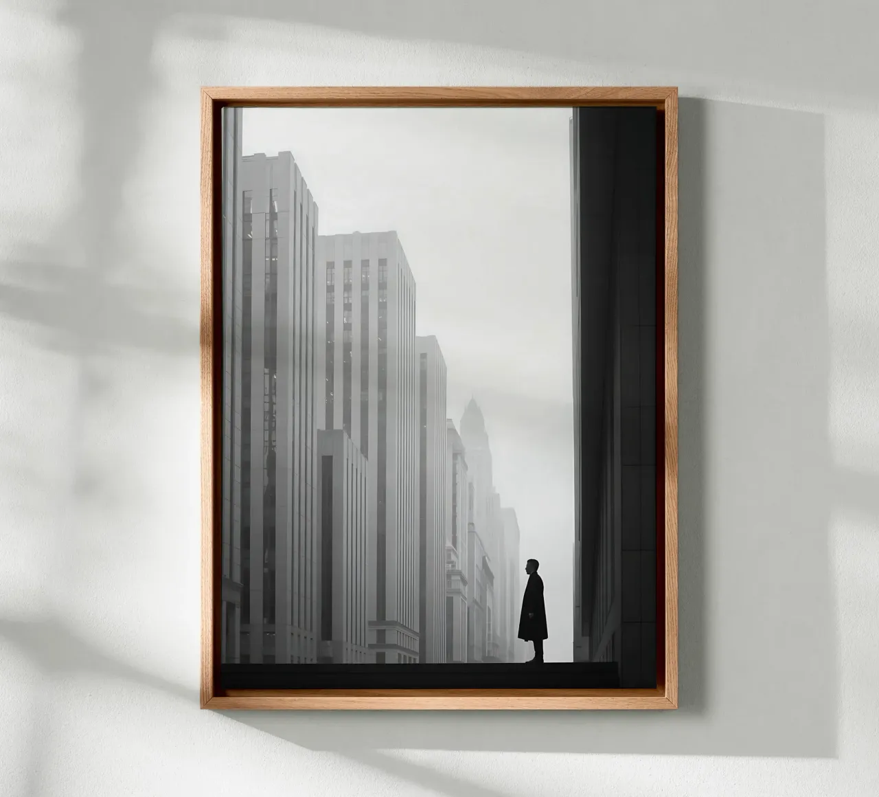 De man en de spooktorens canvas met Baklijst van Plain Thoughts