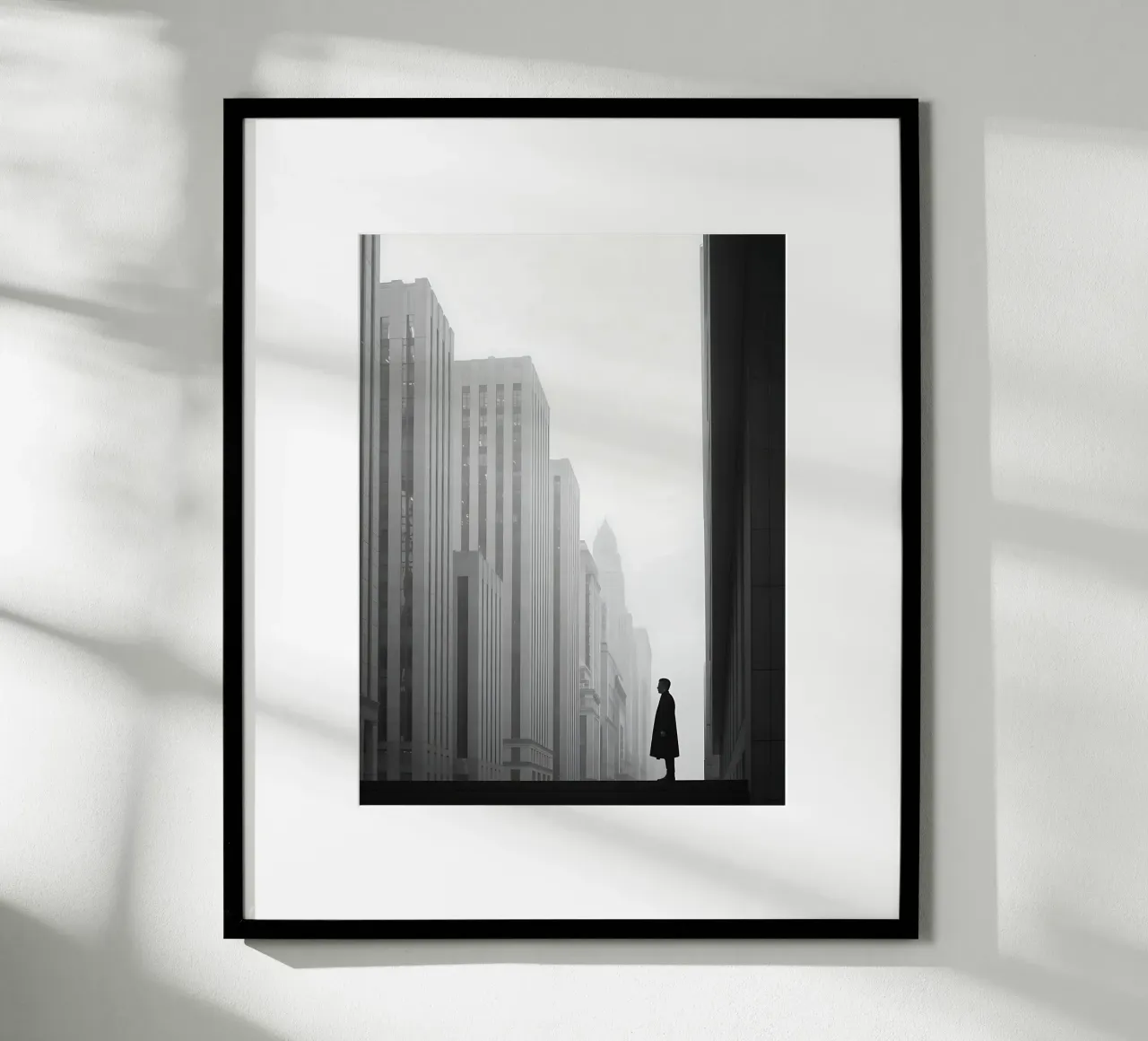 L'uomo e le torri fantasma poster con telaio in alluminio da Plain Thoughts