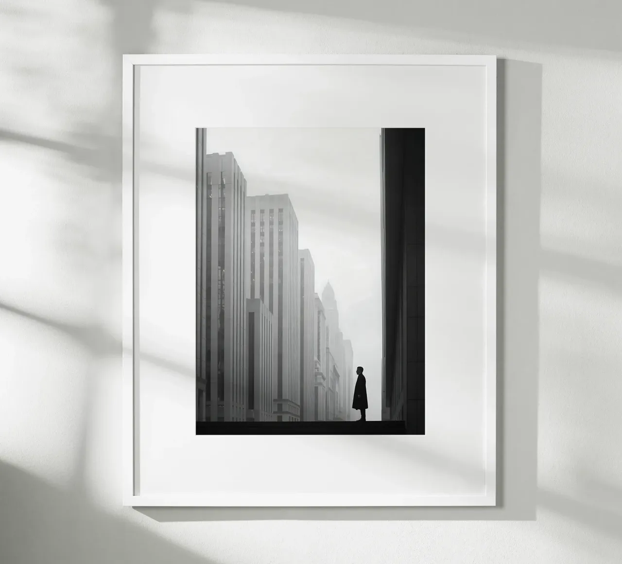 L'uomo e le torri fantasma poster con telaio in alluminio da Plain Thoughts
