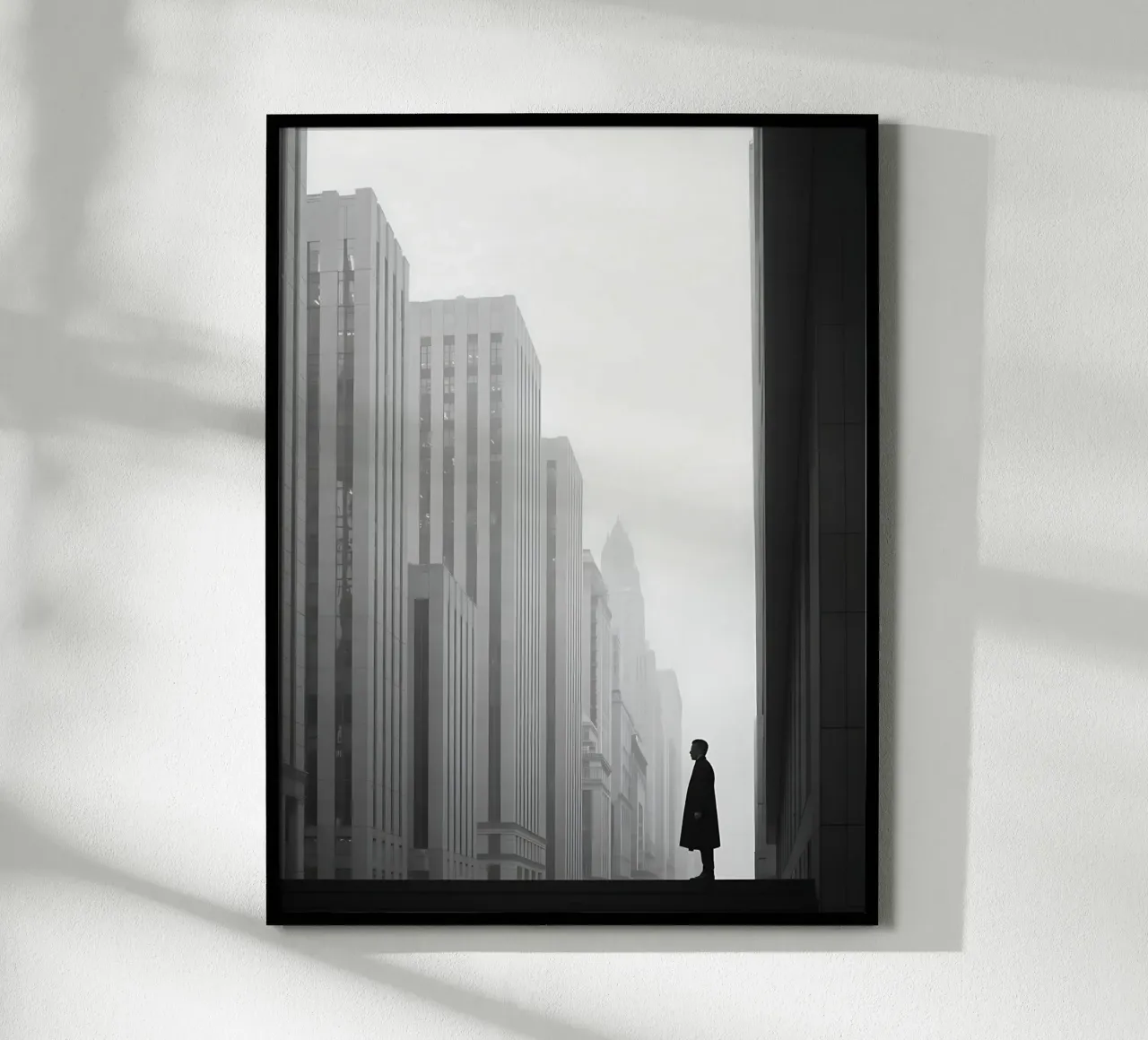 L'uomo e le torri fantasma poster con telaio in alluminio da Plain Thoughts