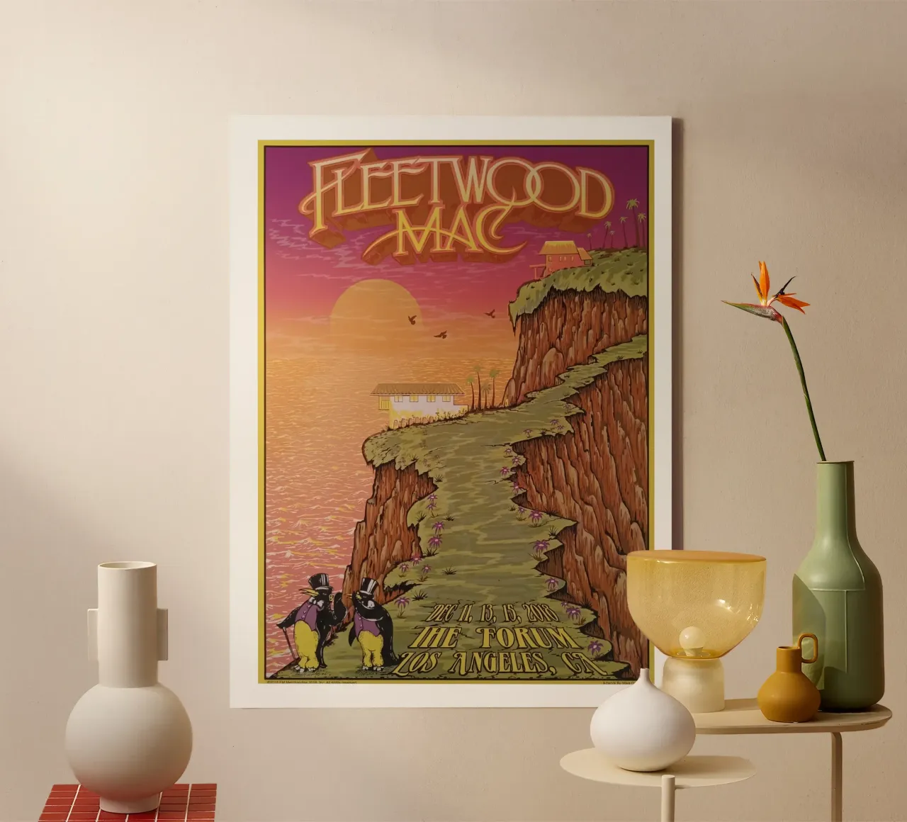 Vintage Concert Band Fleetwood Mac Leinwand mit Schattenfugenrahmen von mbapesartur