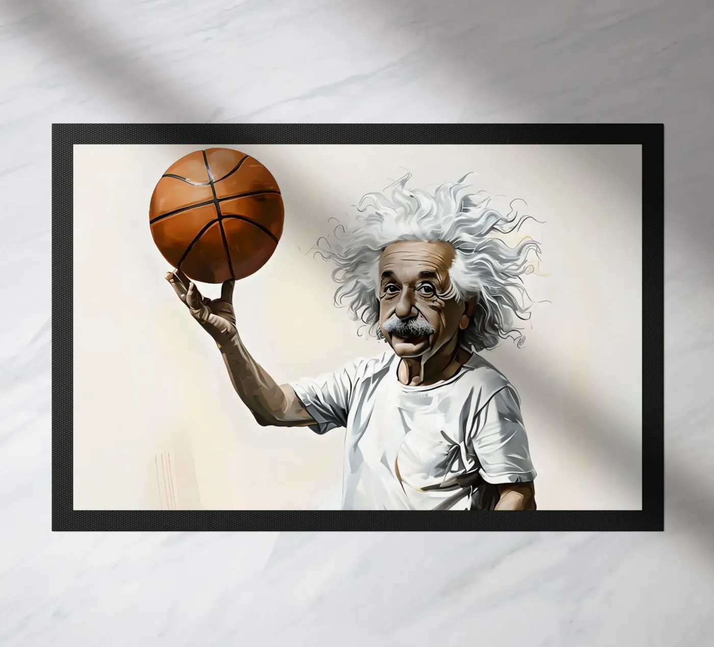 Einstein che gioca a basket zerbino da 🎁 NOBELART