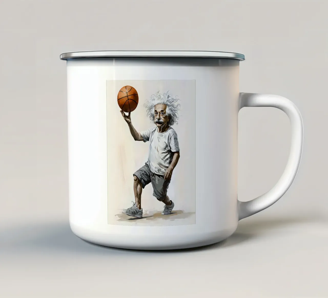 Einstein che gioca a basket tazza in smalto da 🎁 ARTVI-SHOP