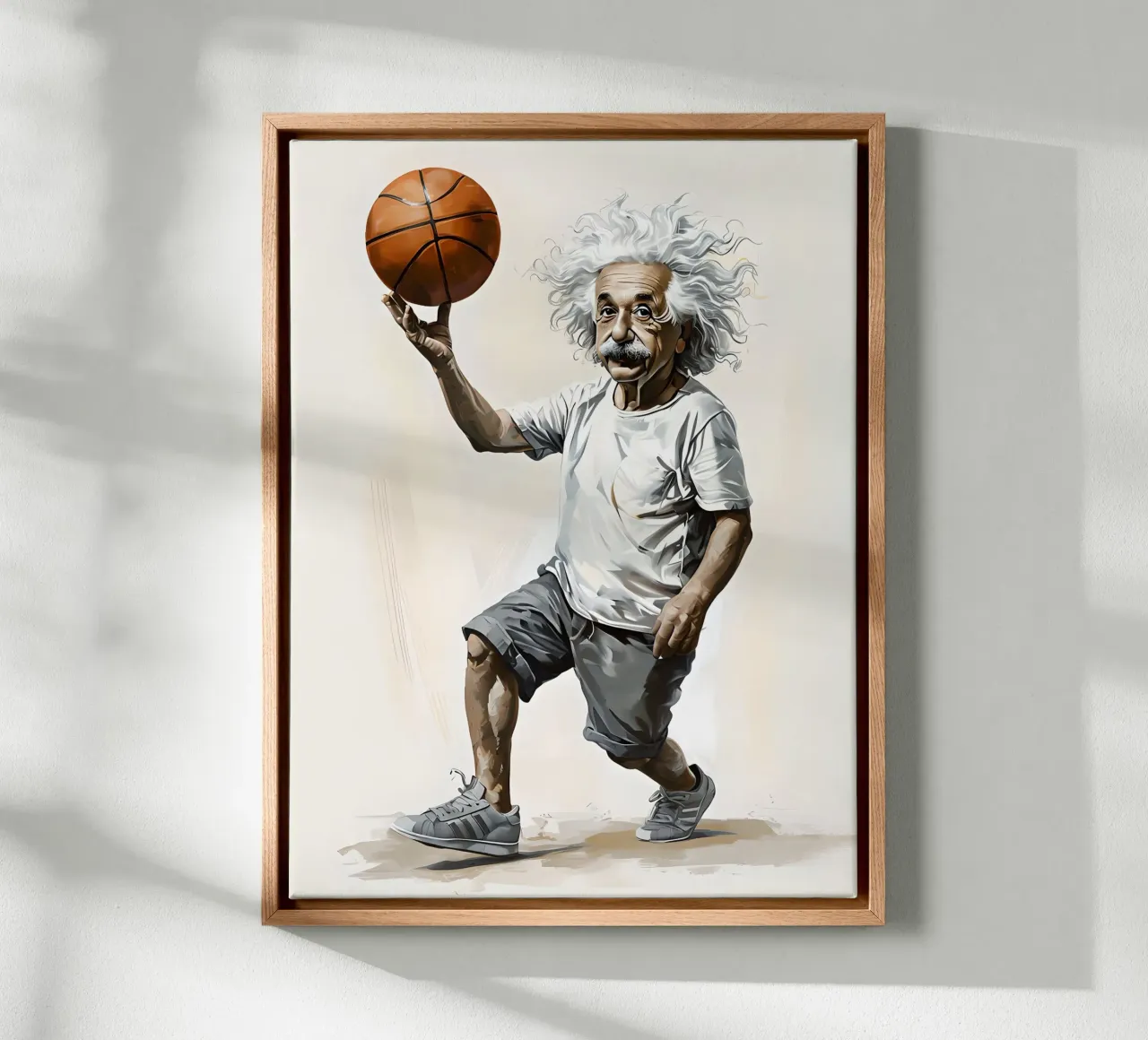 Einstein che gioca a basket tela con Cornice a cassetta da 🎁 ARTVI-SHOP