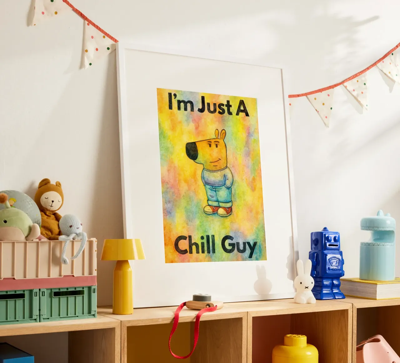 sono solo un ragazzo tranquillo poster con telaio in legno da kadilans