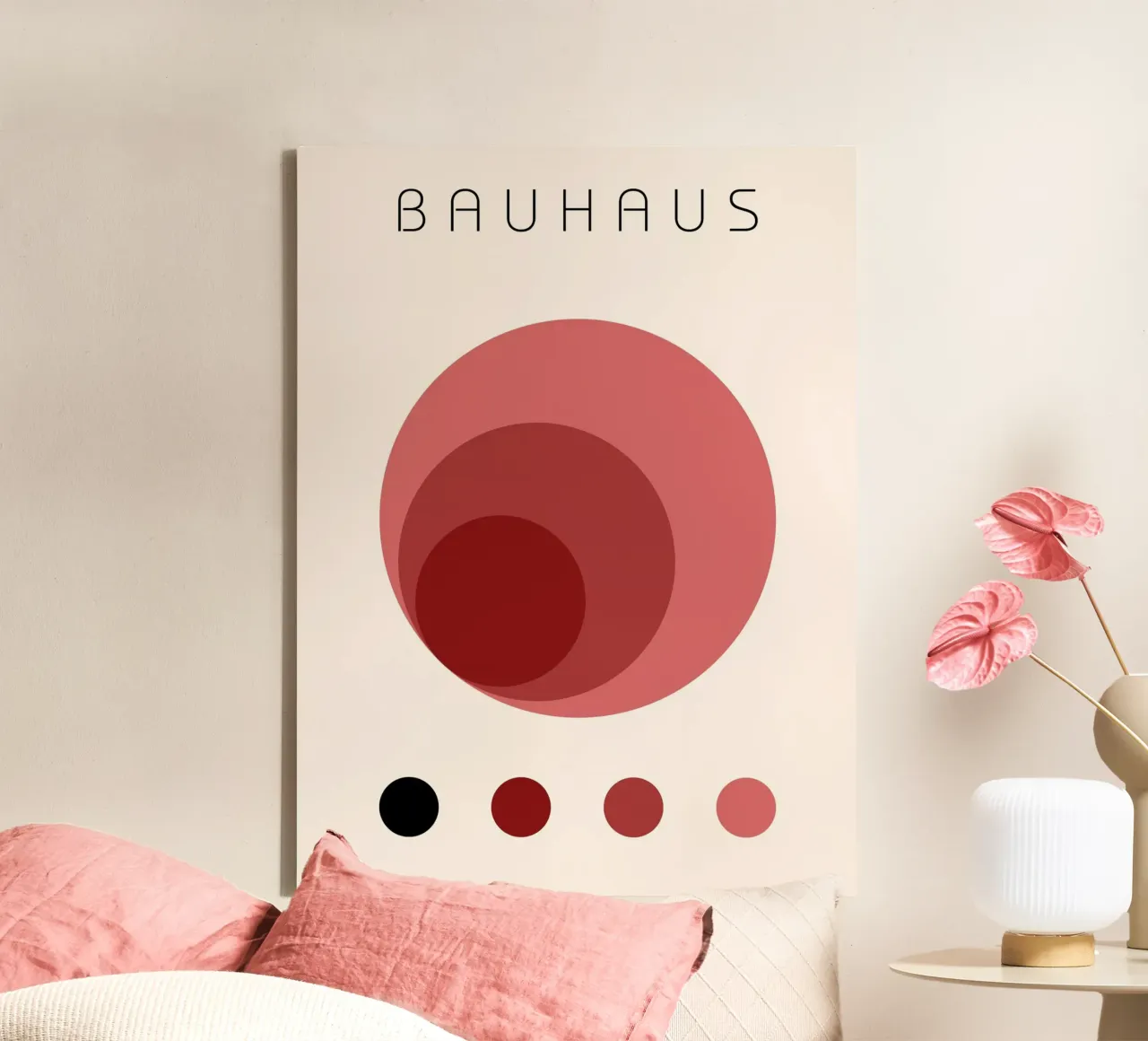 Bauhaus cirkels - retro moderne designkunst canvas met Baklijst van Casa Calm