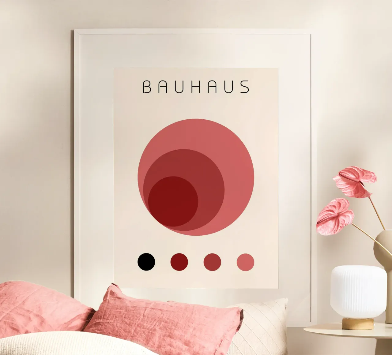Cerchi Bauhaus - arte moderna retro design poster con telaio in legno da Casa Calm