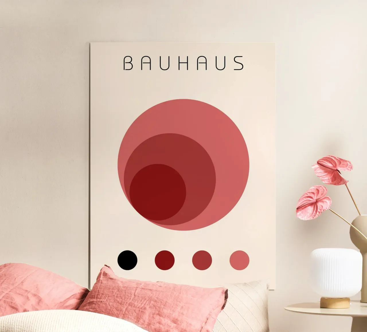 Cerchi Bauhaus - arte moderna retro design poster con telaio in legno da Casa Calm