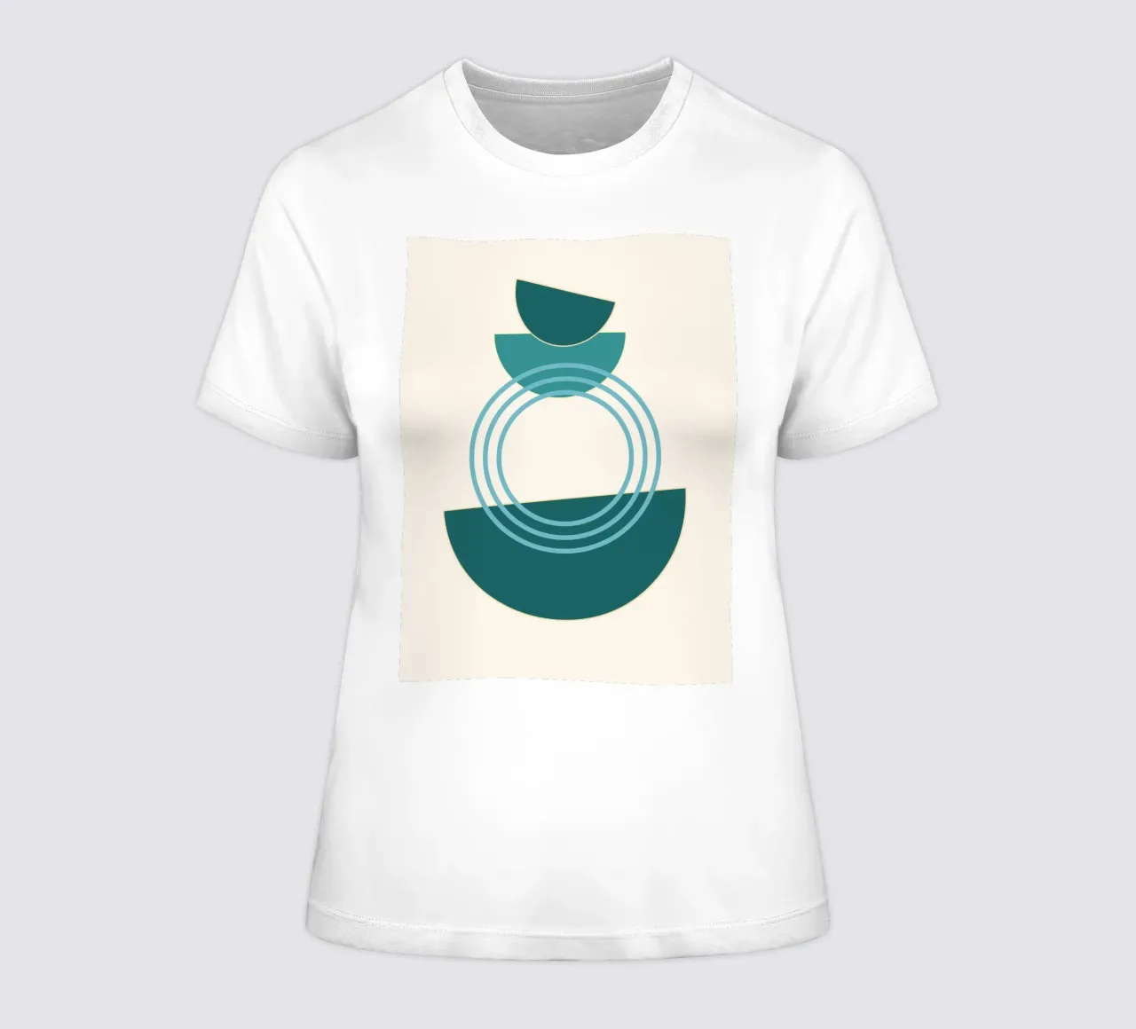 Abstracte cirkels - Modern ontwerp met halve cirkels dames t-shirt getailleerd van Casa Calm
