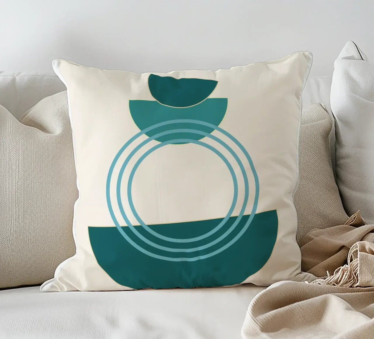 Abstract circles - Modern semi-circle design decorative cushion by Casa Calm