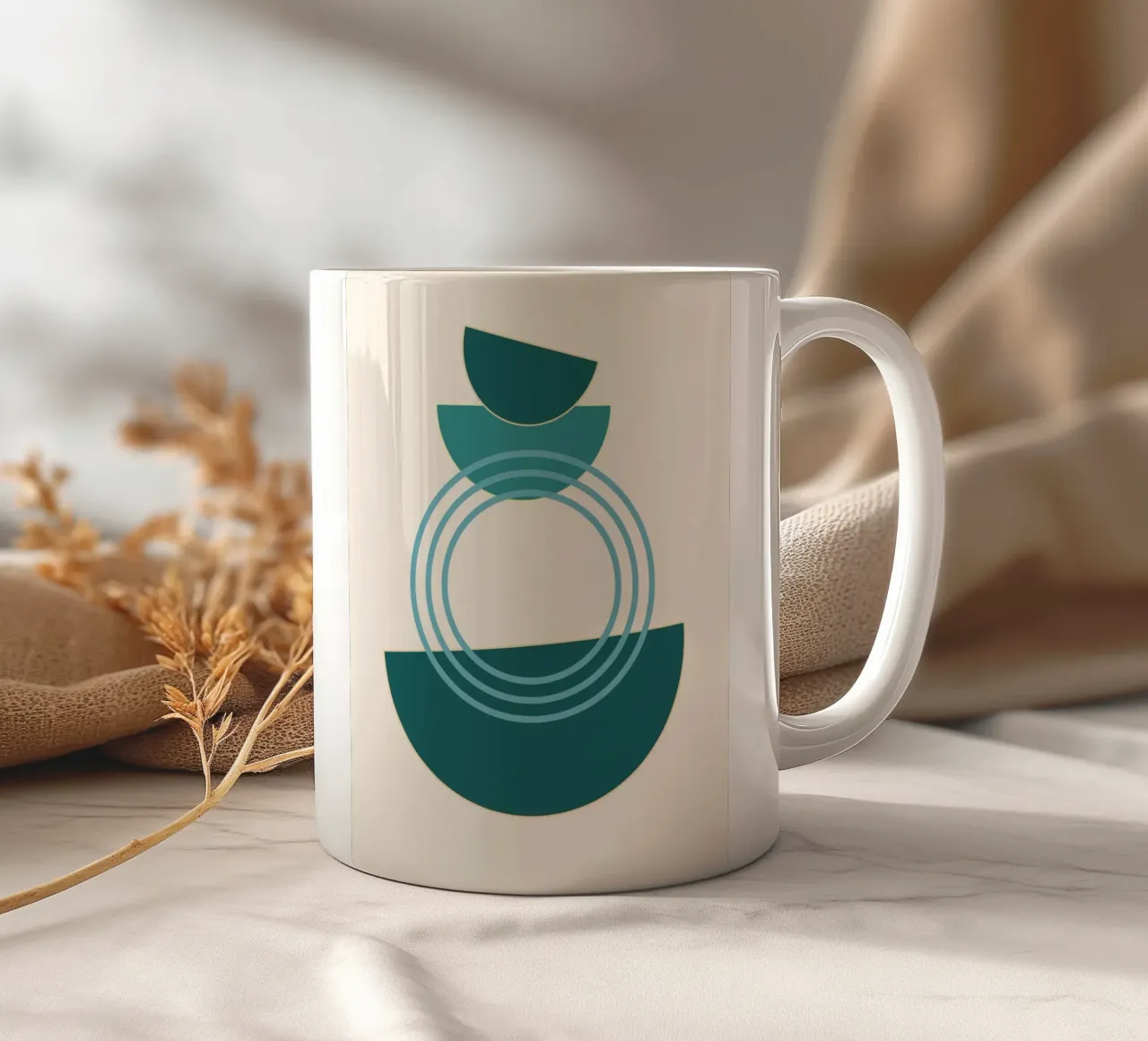 Abstract circles - Modern semi-circle design ceramic mug by Casa Calm