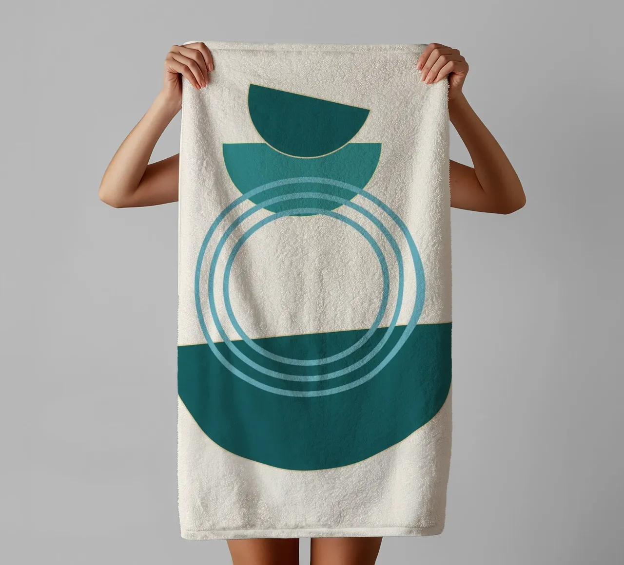 Abstract circles - Modern semi-circle design towel by Casa Calm