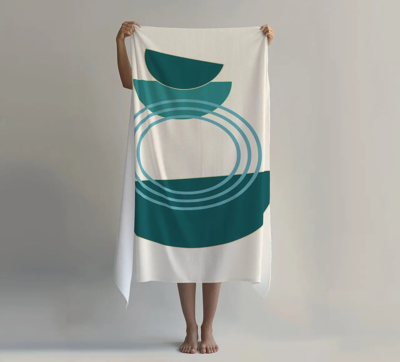 Abstract circles - Modern semi-circle design beach towel by Casa Calm