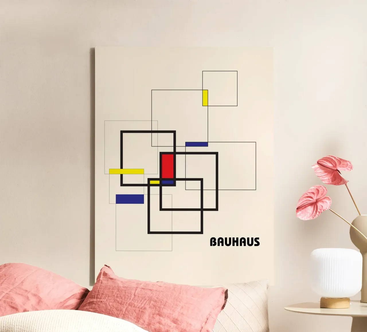 Bauhaus Line Art - Abstract Geometry Modern canvas with Floater frame by Casa Calm