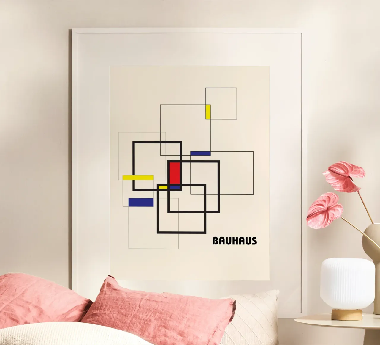 Bauhaus Line Art - Geometria astratta moderna poster con telaio in alluminio da Casa Calm