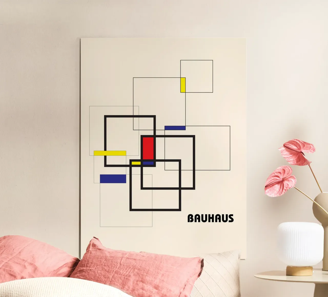 Bauhaus Line Art - Geometria astratta moderna poster con telaio in alluminio da Casa Calm